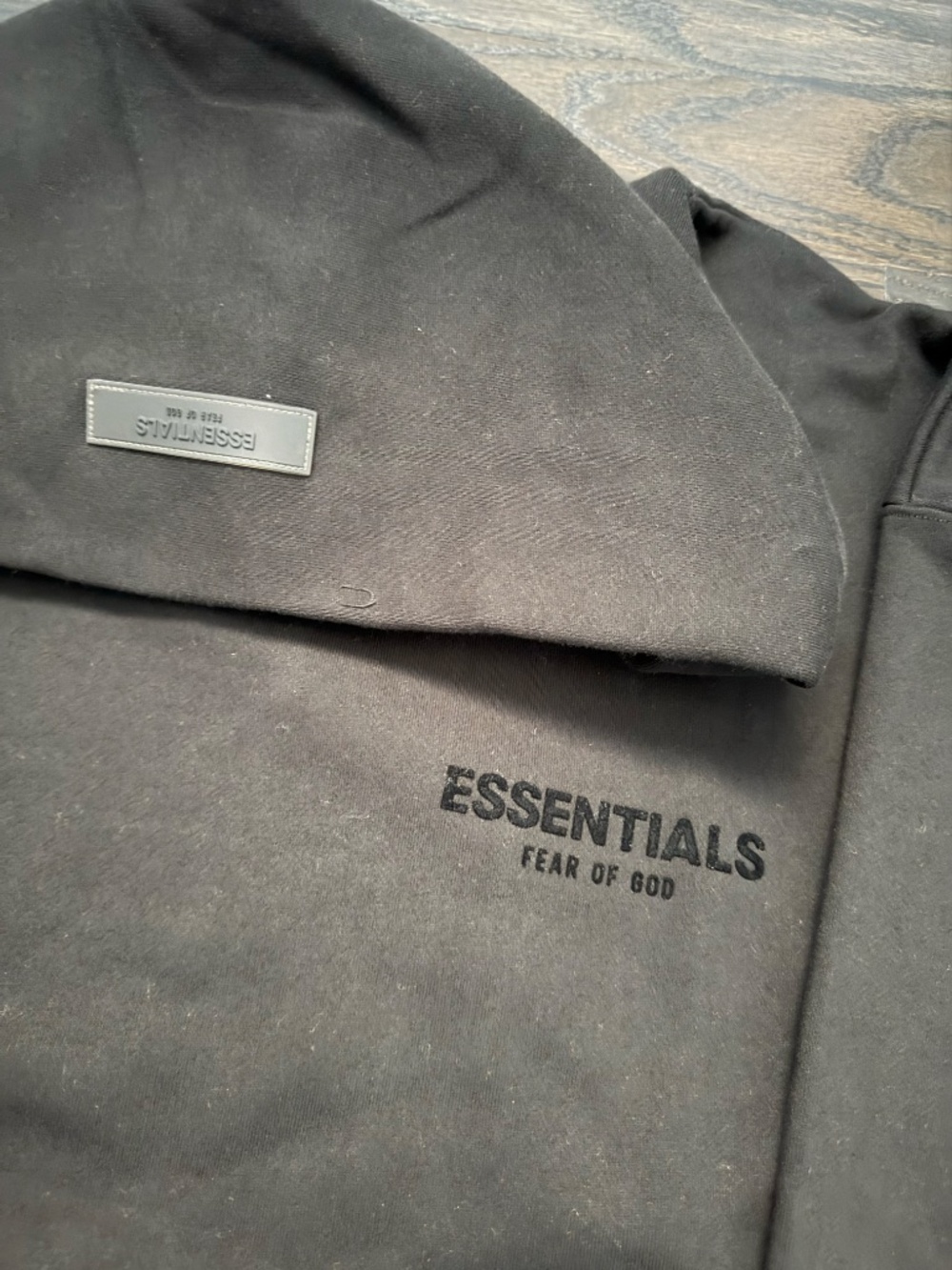 Fear Of God Essentials Hoodie SS22 Stretch Limo Black Size Large - Picture 2 of 5